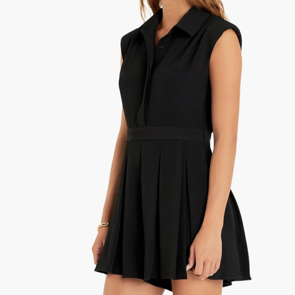 Nordstrom English Factory pleated romper black womens small sleeveless (bin W) - Picture 3 of 15